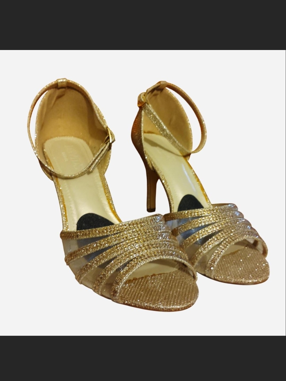 David's Bridal Glitter Strappy High Heels